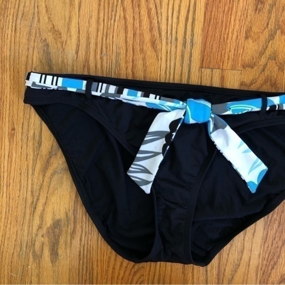 NEW NWOT JAG JEANS Solid Black Blue White Belted Stripe Y2K Bikini BOTTOM XL - Picture 3 of 8